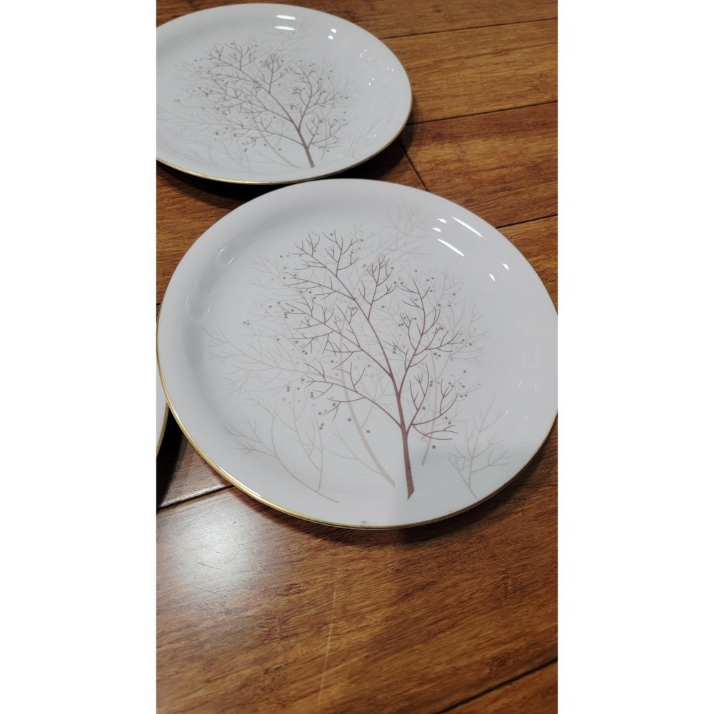 Rosenthal Continental Bramble Dinner Plate Set Of 6 Gold Rim White Porcelain - Picture 3 of 10